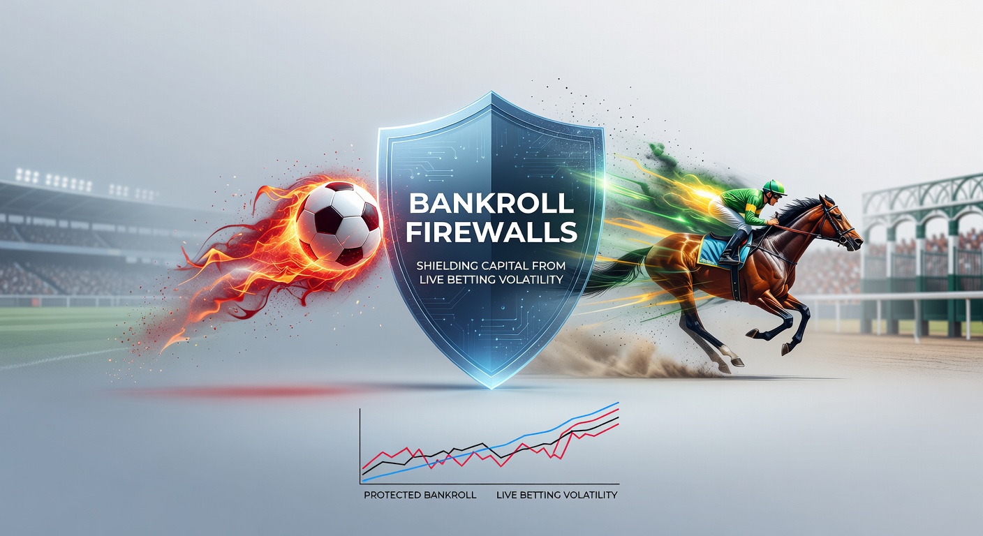 Diagram showing segmented bankroll compartments protecting against sudden odds shifts during live horse racing and soccer events