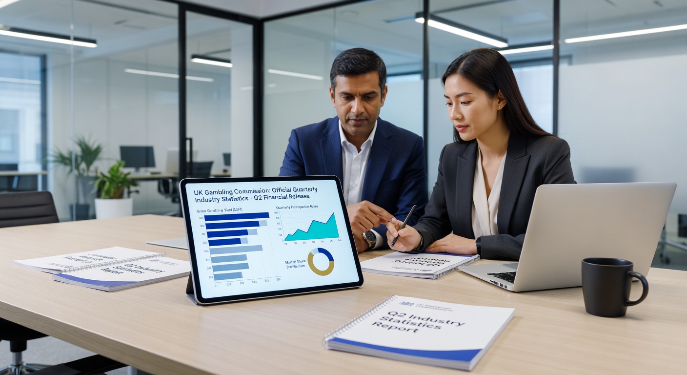 Infographic detailing UK gambling sector GGY breakdowns for Q2 2025, with pie charts for remote vs land-based yields