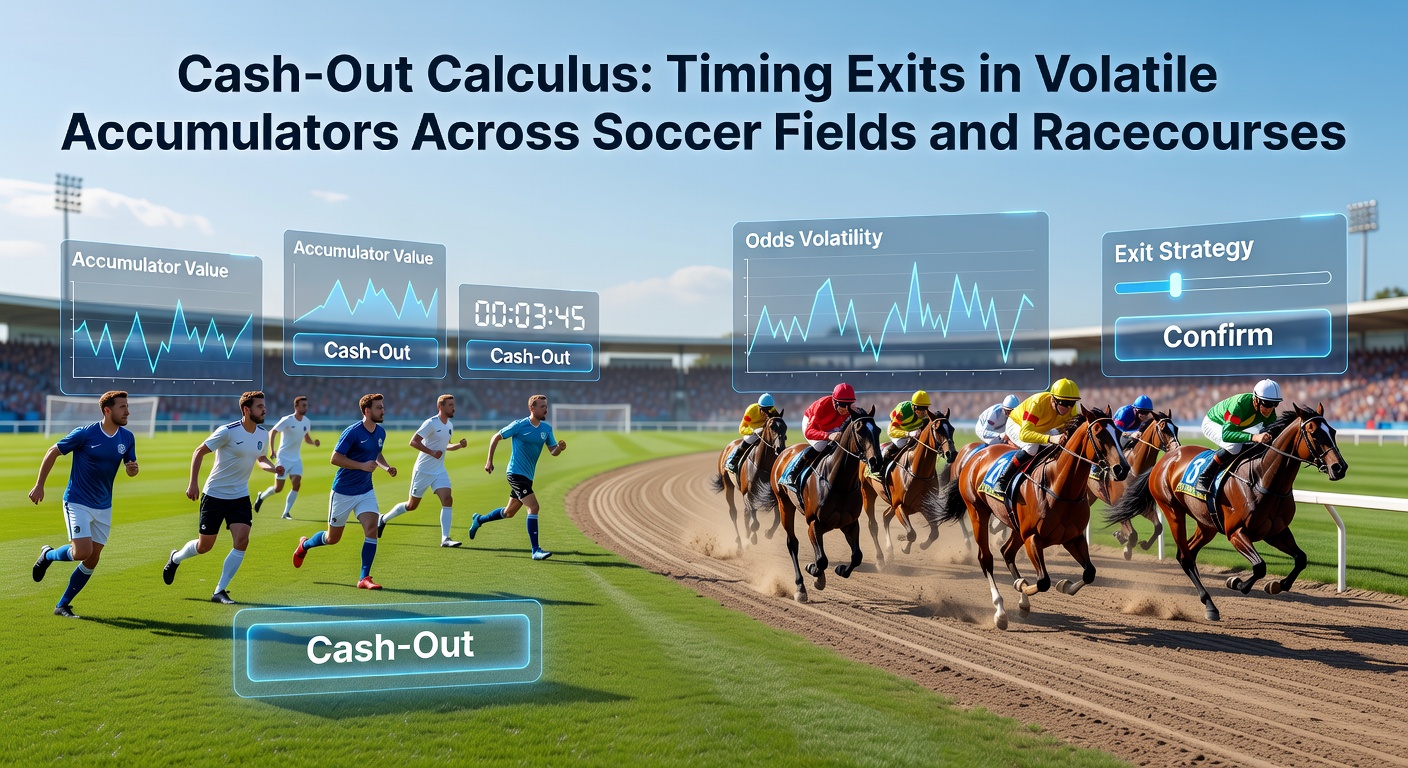 Dynamic graph illustrating cash-out value fluctuations in a multi-leg soccer accumulator during a live match, with peaks and dips highlighting optimal exit windows