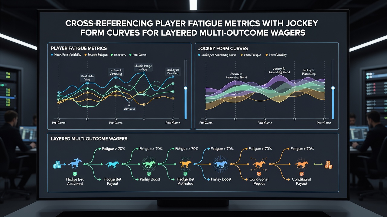 Dashboard screenshot showing integrated fatigue scores and jockey form trends for accumulator construction