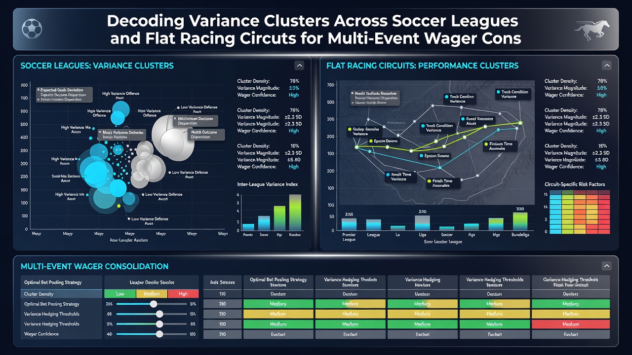 Graphs illustrating variance distribution across multiple soccer matches and horse race finishes