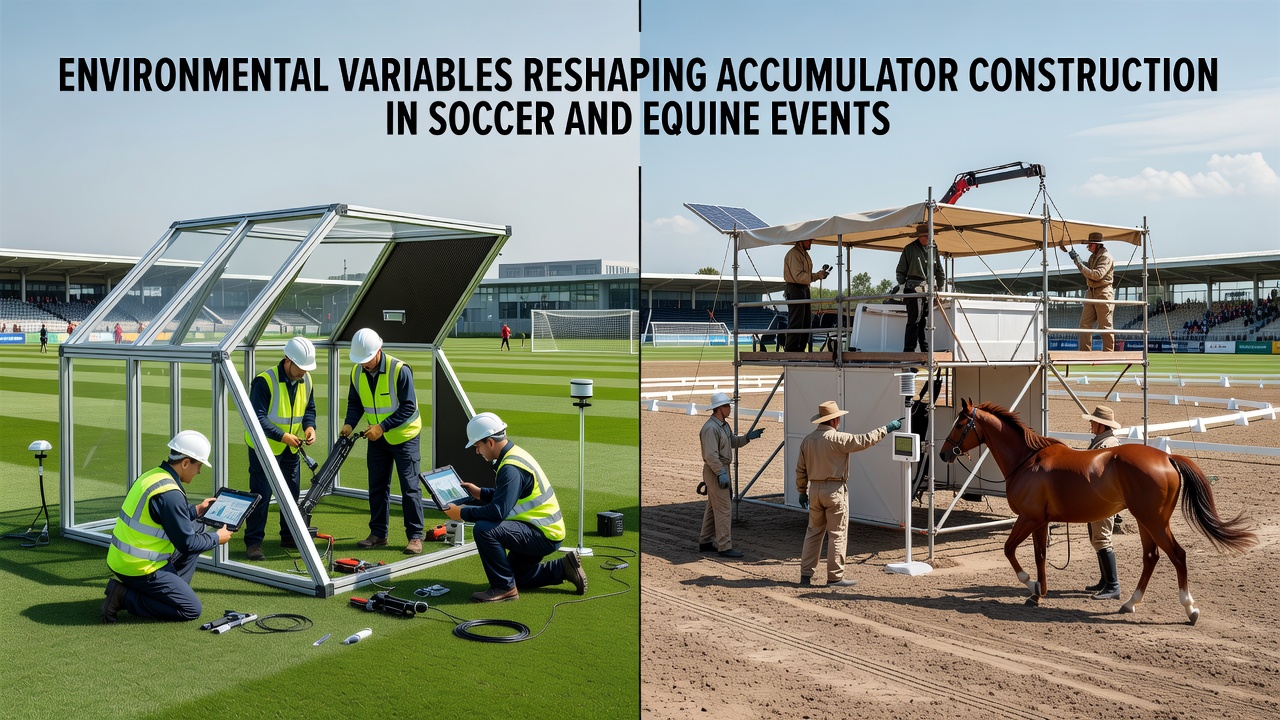 Soccer pitch under varying weather conditions with environmental data overlays