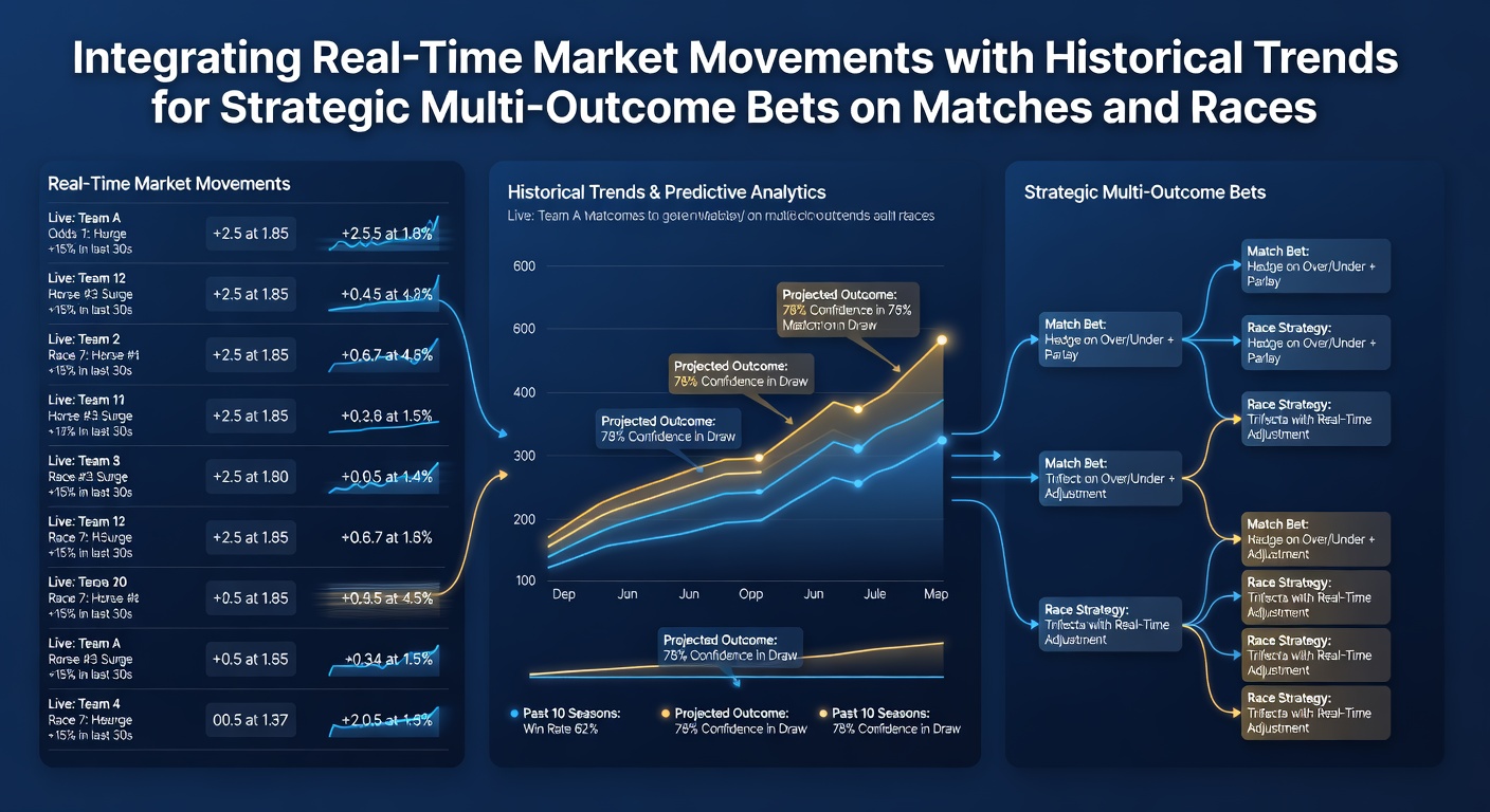 Real-time betting terminal displaying shifting odds alongside historical performance charts for soccer and horse racing events