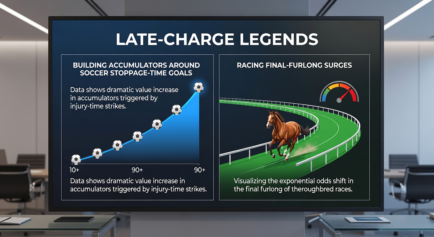 Horse racing scene of a tight final-furlong battle where underdogs surge past leaders, spray flying in the stretch