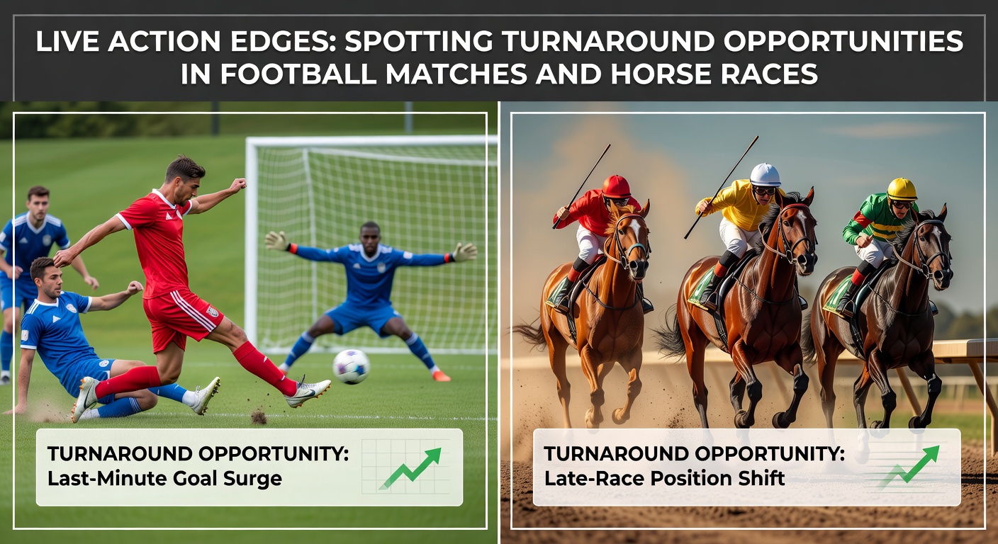 Intense football match showing a momentum shift with players celebrating a late goal, overlaid with live odds fluctuating on screen