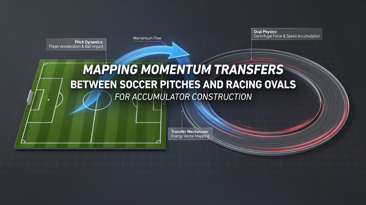 Diagram showing momentum data flows between soccer pitch metrics and horse racing oval statistics