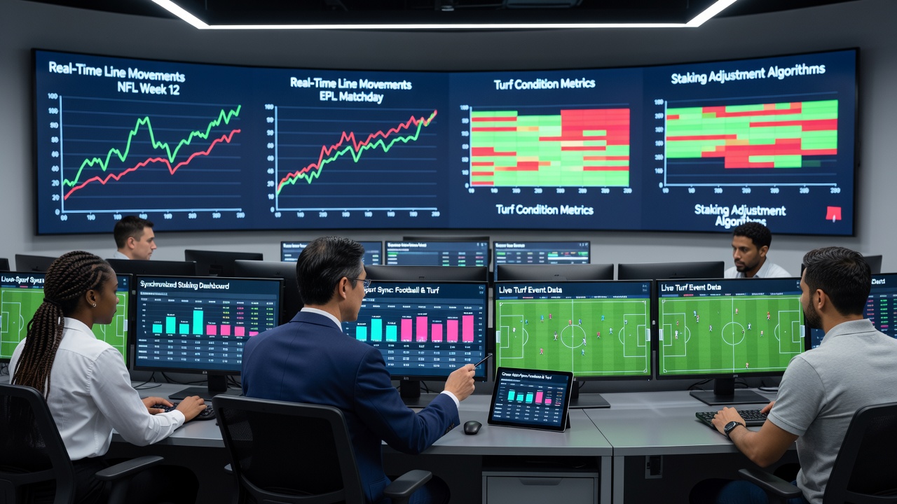 Illustration of real-time betting interfaces showing line movements across football and horse racing markets