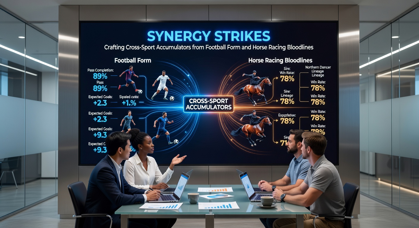 Close-up of a racing pedigree chart overlaid with jockey stats and a football tactics board, illustrating bloodline analysis intertwined with team form data
